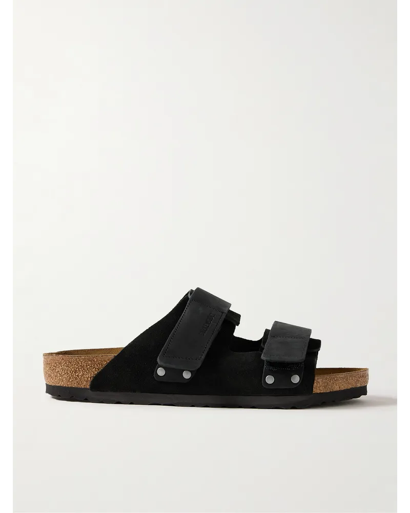 Birkenstock Sandali in camoscio con finiture in nubuck Uji Nero