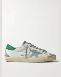 Golden Goose Sneakers in pelle con finiture in camoscio effetto consumato Super-Star Bianco