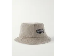 Cappello da pescatore in lino con logo applicato