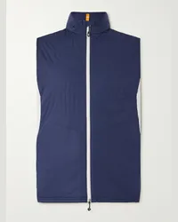 Peter Millar Gilet da golf in shell trapuntato e jersey stretch color-block Fuse Elite Blu