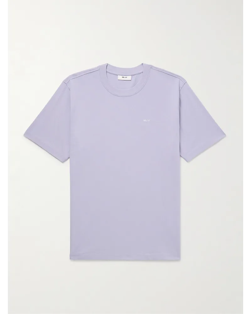 NN 07 T-shirt in jersey di cotone Pima con logo ricamato Adam 3209 Viola