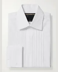 Favourbrook Camicia da smoking con pieghe in popeline di cotone con doppio polsino Bianco