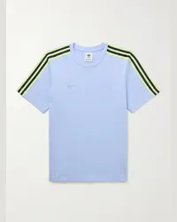 adidas Wales Bonner T-shirt in jersey di cotone biologico con finiture in fettuccia e ricamo Blu