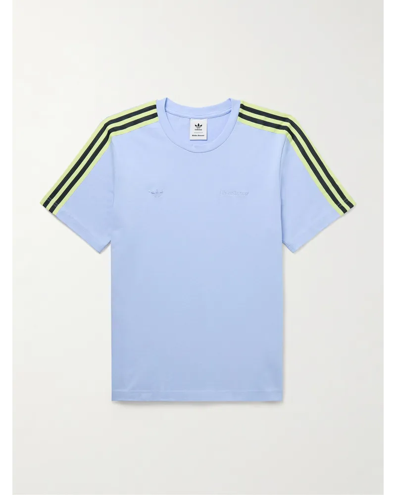 adidas Wales Bonner T-shirt in jersey di cotone biologico con finiture in fettuccia e ricamo Blu