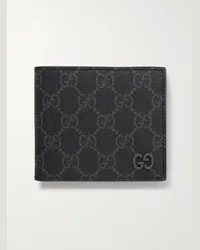 Gucci Portafoglio in tela spalmata e pelle zigrinata con monogramma GG Supreme Nero