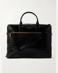 Tom Ford Borsa da lavoro in pelle effetto coccodrillo Nero