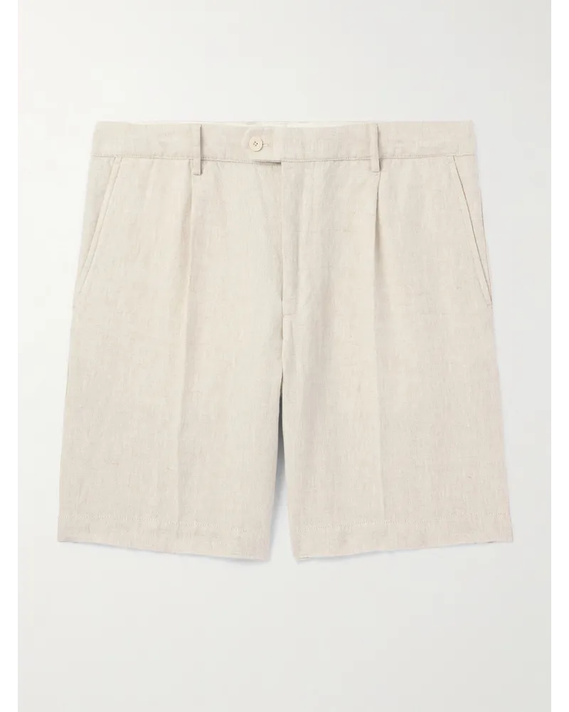 Club Monaco Shorts a gamba dritta in lino con pinces Neutri