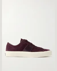 Tom Ford Sneakers in camoscio con finiture in pelle Cambridge Bordeaux