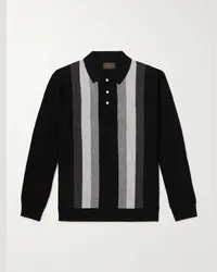 Beams Plus Polo in lana a righe Nero