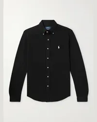 Ralph Lauren Camicia in cotone piqué con logo ricamato Nero