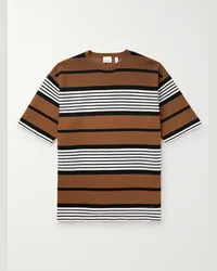 Burberry T-shirt in mesh a righe Marrone