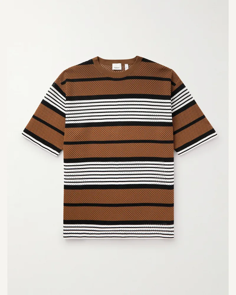 Burberry T-shirt in mesh a righe Marrone