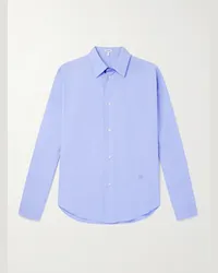 Loewe Camicia in cotone con logo ricamato Blu