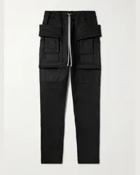 DRKSHDW by Rick Owens Jeans cargo a gamba affusolata in denim spalmato stretch con coulisse Creatch Nero