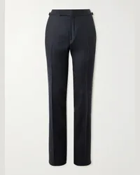 Tom Ford Pantaloni a gamba dritta in misto lana Blu