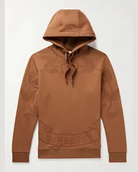 Burberry Felpa con cappuccio in jersey di cotone con logo ricamato Marrone