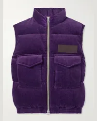 Sacai Piumino smanicato in velluto a coste di cotone trapuntato con applicazione Viola