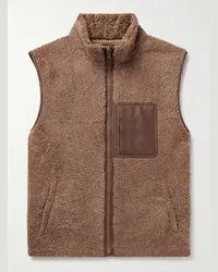 Yves Salomon Gilet in shearling con finiture in pelle Marrone