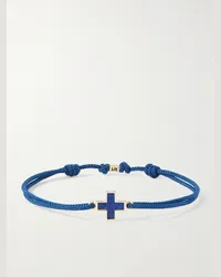 Luis Morais Bracciale in oro e cordoncino con lapislazzuli Blu