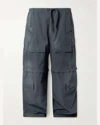 Balenciaga Pantaloni cargo a gamba larga in cotone ripstop effetto consumato con coulisse Grigio