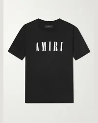 Amiri T-shirt in jersey di cotone con logo applicato Nero