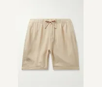Shorts a gamba dritta in misto lino con coulisse