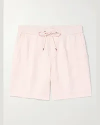 James Perse Shorts a gamba dritta in lino tinti in capo con coulisse Rosa