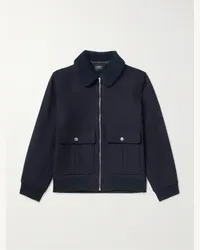 A.P.C. Blouson in misto lana con finiture in shearling New Ben Blu