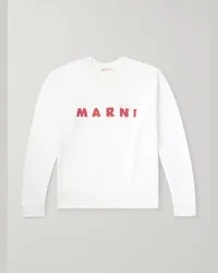 Marni Felpa in jersey di cotone con logo Bianco