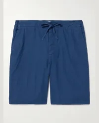 Frescobol Carioca Shorts a gamba dritta in misto lino con coulisse Sergio Blu