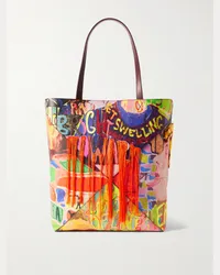 Loewe Tote bag grande in pelle stampata a pannelli con frange Puzzle Multicolore