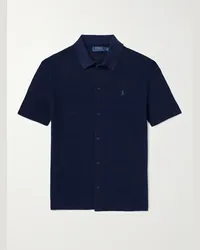 Ralph Lauren Camicia in misto cotone e lino testurizzato con logo ricamato Blu