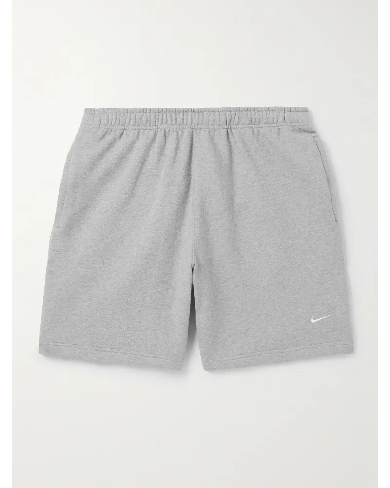 Nike Shorts a gamba dritta in jersey di misto cotone con logo ricamato Solo Swoosh Grigio