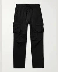 John Elliott + Co Pantaloni cargo a gamba dritta in rasatello con coulisse Nero