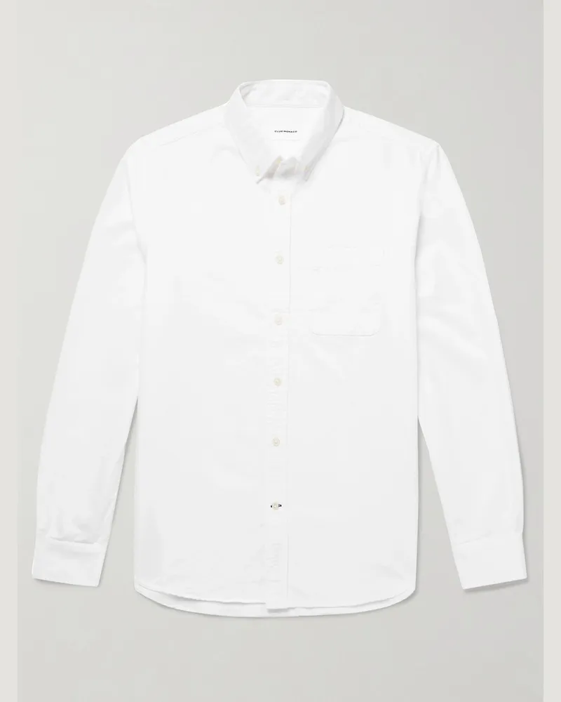 Club Monaco Button-Down Collar Cotton Oxford Shirt Bianco