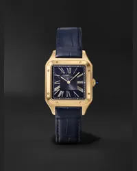 Cartier Orologio 43,5 mm grande in oro 18 carati con cinturino in alligatore Santos-Dumont, N. rif. CRWGSA0077 Blu