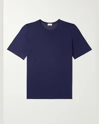 Saint Laurent T-shirt in jersey con logo ricamato Blu