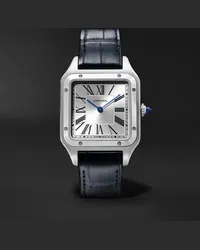 Cartier Orologio 31,4 mm in acciaio con cinturino in alligatore Santos-Dumont Large, N. rif. WSSA0022 Argento