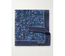 Paul Smith Fazzoletto da taschino in cotone floreale Blu