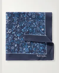 Paul Smith Fazzoletto da taschino in cotone floreale Blu