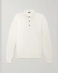 Kiton Polo in cashmere a coste Bianco