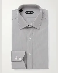 Tom Ford Camicia in popeline di cotone a righe Bianco