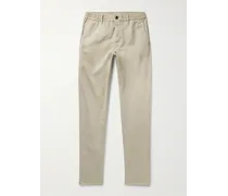 Pantaloni slim-fit a gamba dritta in gabardine di misto cotone
