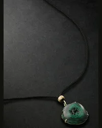 Jacquie Aiche Collana in cordoncino con pendente in oro e malachite Verde