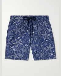 Vilebrequin Shorts da mare slim-fit medi stampati Moorea Blu