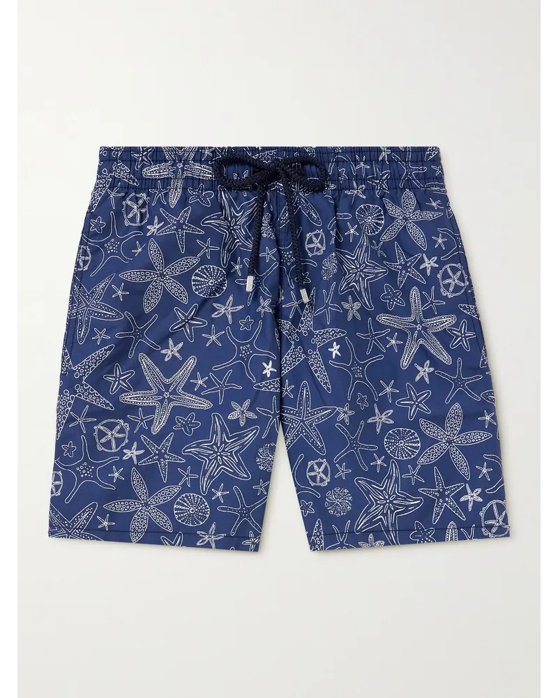 Vilebrequin Shorts da mare slim-fit medi stampati Moorea Blu