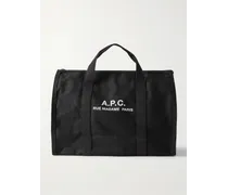 A.P.C. Tote bag in tela di cotone con logo Recuperation Nero