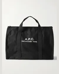 A.P.C. Tote bag in tela di cotone con logo Recuperation Nero