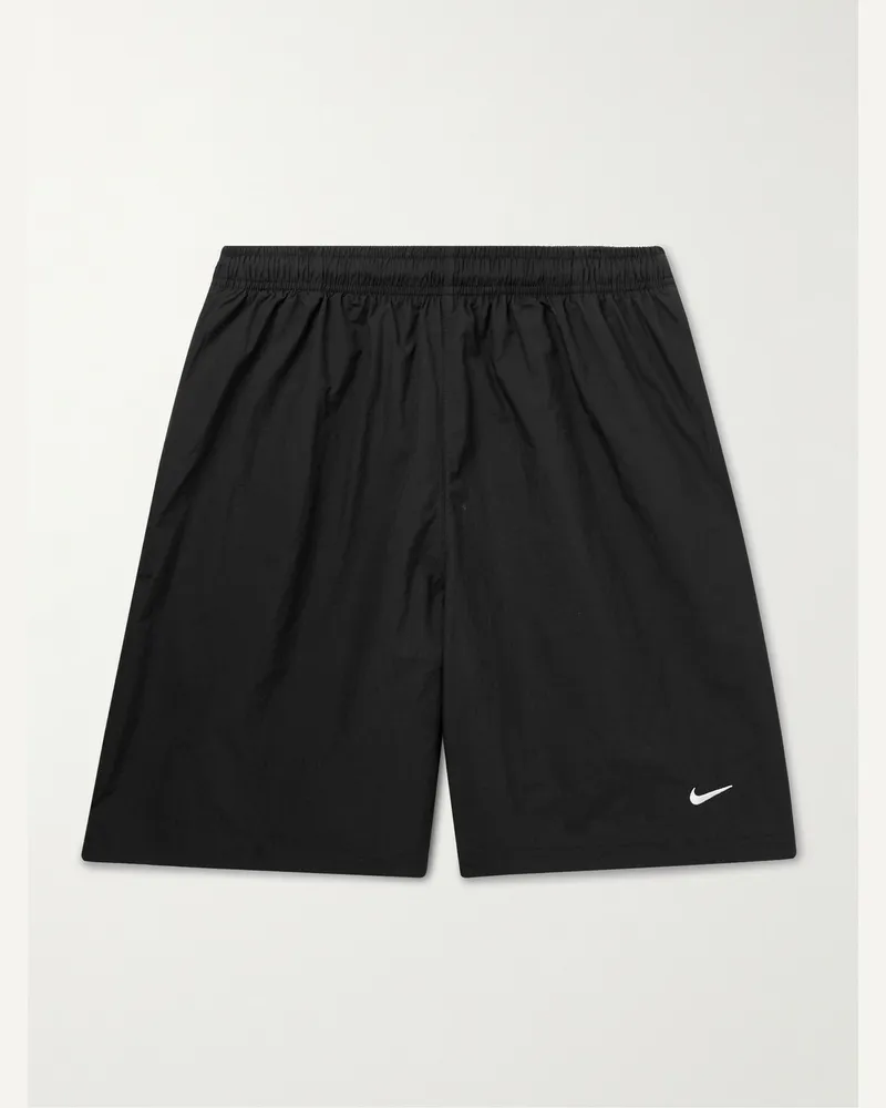 Nike Shorts a gamba dritta in shell stretch con coulisse e logo ricamato Nero