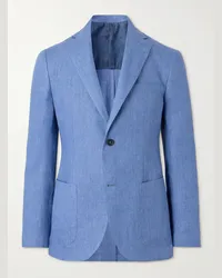 Incotex Blazer destrutturato slim-fit in lino Montedoro Blu